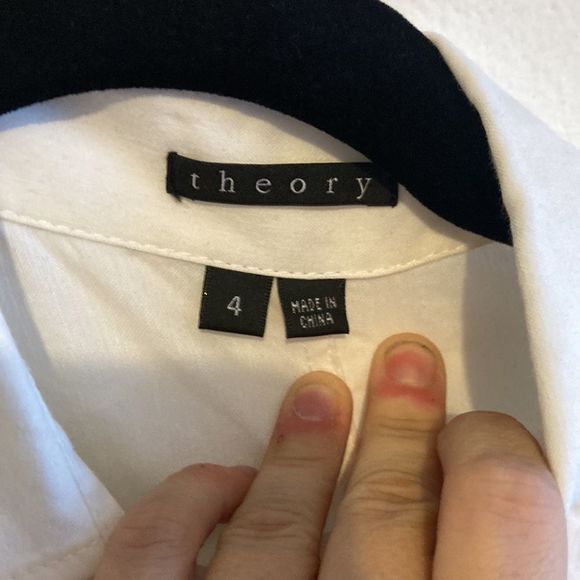 COPY - Theory White Cotton Tunic 3/4 Sleeve Button Up Pocket Dress - Picture 4 of 7